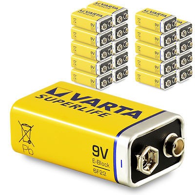 9V Batterien VARTA 6LR61 9V-Block Superlife E-Block 20er Pack