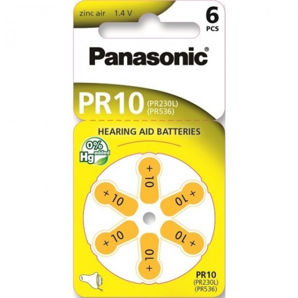 Typ 10 Hörgerätebatterien PANASONIC PR70 6er Pack