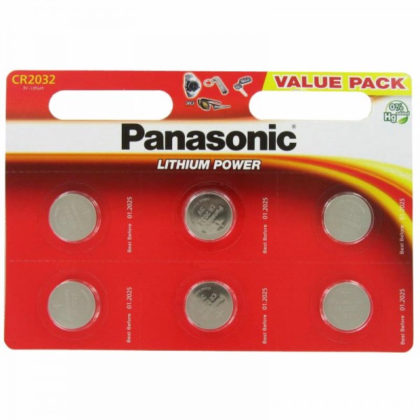 CR2032 PANASONIC Knopfzelle Lithium 6er Pack