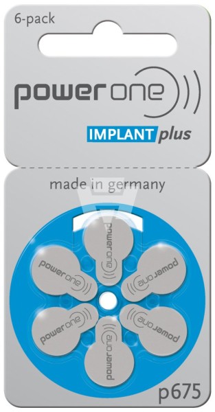 PowerOne Hörgerätebatt P675 Implant plus Hörgerätebatterie Zink-Luft 1,4V / 630mAh 6er Blister