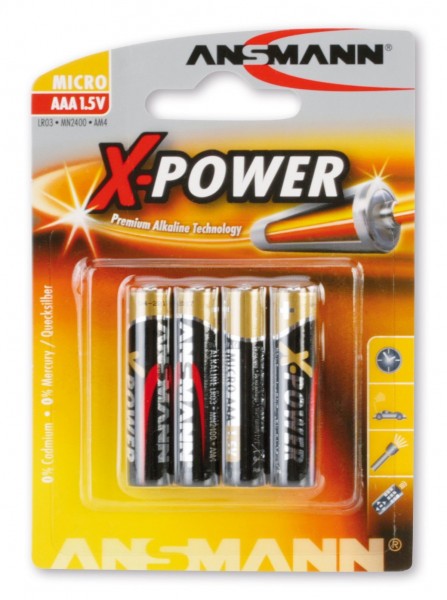 AAA Batterien ANSMANN LR03 Micro X-Power Alkaline 4er Pack