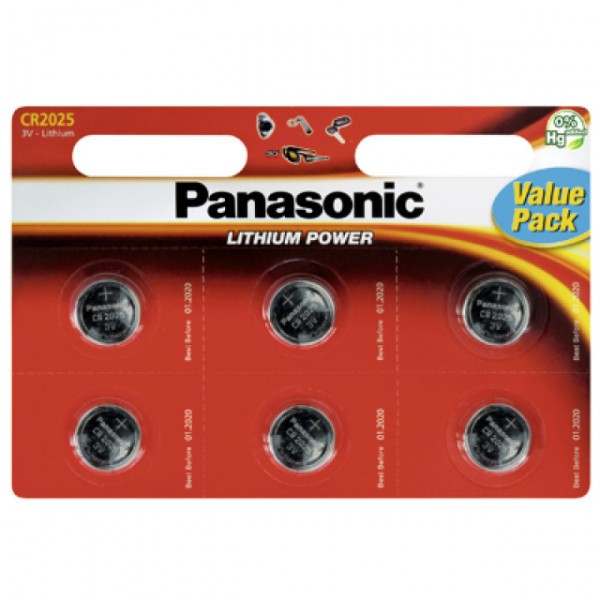 CR2025 PANASONIC Knopfzelle Lithium 6er Pack