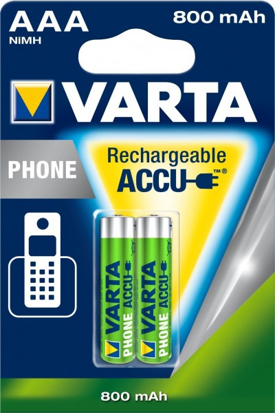 AAA Akkus VARTA 800 mAh LR03 Micro Phone T398 2er Pack