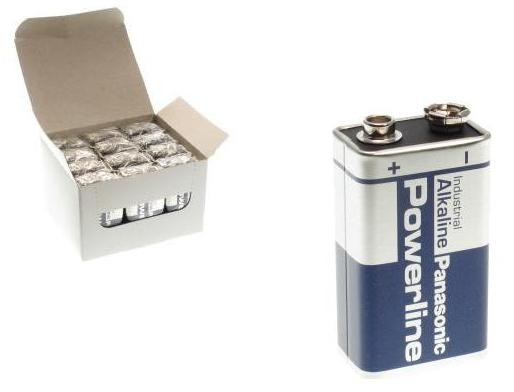 9V Batterien PANASONIC 6LR61 9V-Block Alkaline Powerline 12er Pack